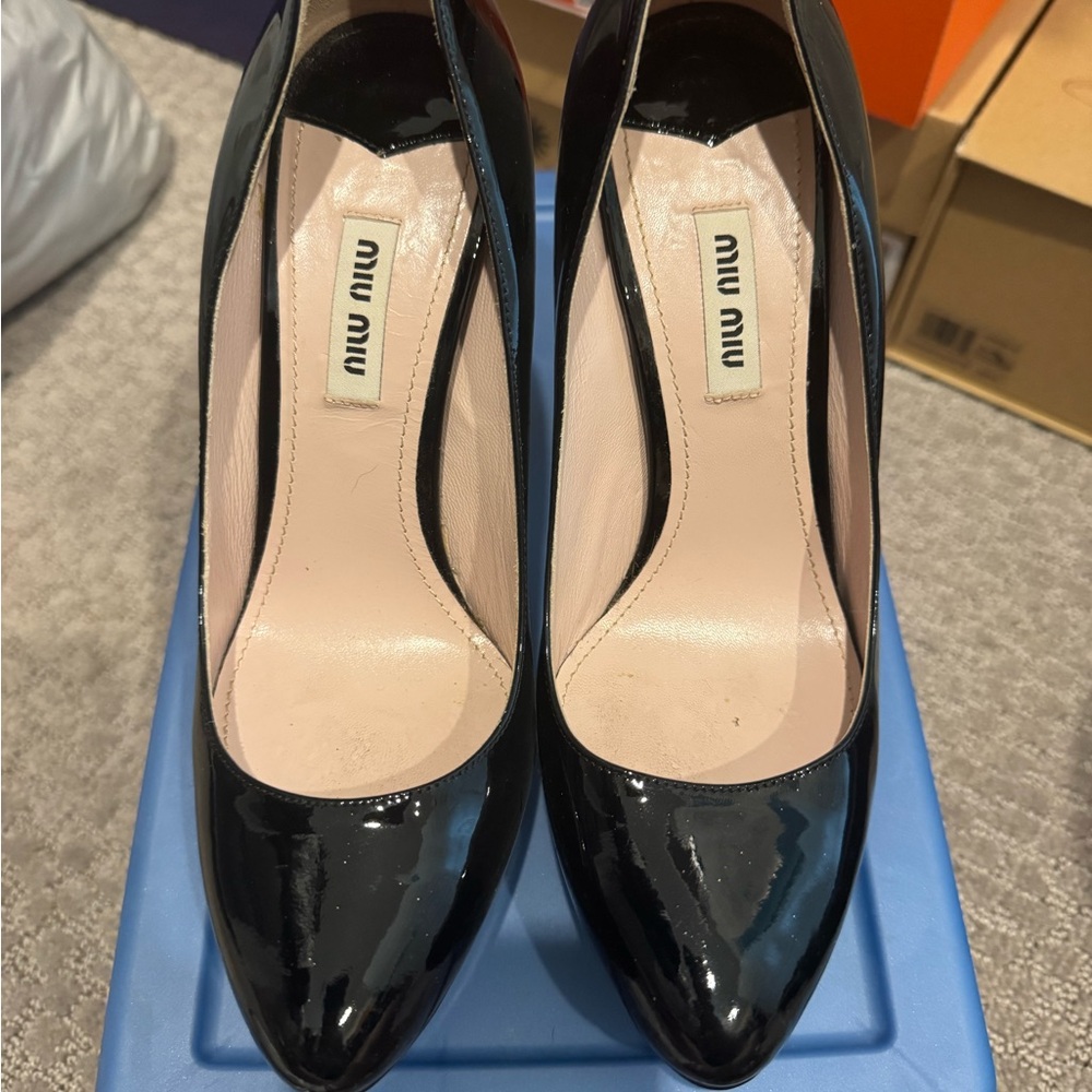 Miu Miu Black Patent Leather Pumps